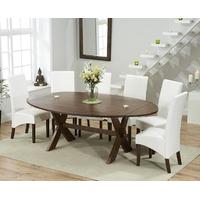 Mark Harris Avignon Solid Dark Oak 165cm Extending Dining Set with 6 WNG Ivory Dining Chairs