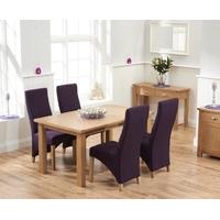 Mark Harris Sandringham Solid Oak 150cm Dining Set with 4 Harley Plum Fabric Dining Chairs