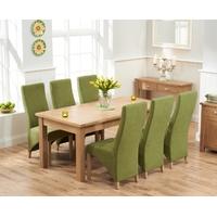 Mark Harris Sandringham Solid Oak 180cm Extending Dining Set with 6 Harley Lime Fabric Dining Chairs