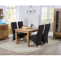 Mark Harris Cambridge Solid Oak 120cm Extending Dining Set with 4 Harley Charcoal Fabric Dining Chairs