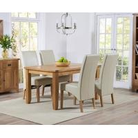 Mark Harris York Solid Oak 140cm Dining Set with 4 Roma Cream Dining Chairs