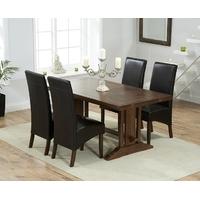 Mark Harris Cavanaugh Solid Dark Oak 165cm Extending Dining Set with 4 WNG Brown Dining Chairs