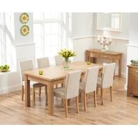 Mark Harris Sandringham Solid Oak 180cm Extending Dining Set with 6 Maiya Cream Fabric Dining Chairs