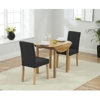 Mark Harris Promo Solid Oak 90cm Round Extending Dining Set with 2 Maiya Black Dining Chairs