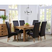 Mark Harris York Solid Oak 140cm Dining Set with 6 Roma Brown Dining Chairs