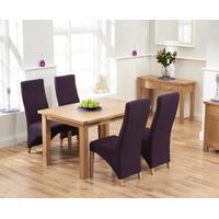 Mark Harris Sandringham Solid Oak 130cm Dining Set with 4 Harley Plum Fabric Dining Chairs