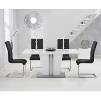 Mark Harris Vigo White High Gloss 160cm Dining Set with 4 Black Malibu Dining Chairs