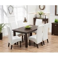 Mark Harris Sandringham Solid Dark Oak 150cm Fixed Top Dining Set with 6 Verona Ivory Dining Chairs