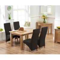 Mark Harris Sandringham Solid Oak 130cm Dining Set with 4 Harley Charcoal Fabric Dining Chairs