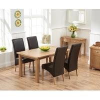 Mark Harris Sandringham Solid Oak 150cm Dining Set with 4 Venice Brown Faux Leather Dining Chairs