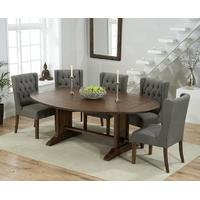 Mark Harris Cavanaugh Solid Dark Oak 165cm Extending Dining Set with 6 Stefini Grey Dining Chairs