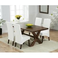 Mark Harris Avignon Solid Dark Oak 165cm Extending Dining Set with 4 WNG Ivory Dining Chairs