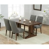 Mark Harris Cavanaugh Solid Dark Oak 165cm Extending Dining Set with 4 Pailin Grey Dining Chairs