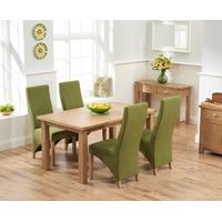 Mark Harris Sandringham Solid Oak 150cm Dining Set with 4 Harley Lime Fabric Dining Chairs