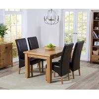 Mark Harris York Solid Oak 130cm Extending Dining Set with 4 Roma Brown Dining Chairs