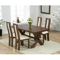 Mark Harris Avignon Solid Dark Oak 165cm Extending Dining Set with 4 Havana Cream Dining Chairs