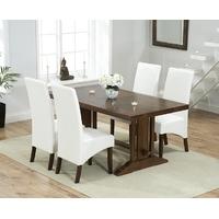 Mark Harris Cavanaugh Solid Dark Oak 165cm Extending Dining Set with 4 WNG Ivory Dining Chairs