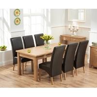 Mark Harris Sandringham Solid Oak 180cm Extending Dining Set with 6 Venice Brown Faux Leather Dining Chairs