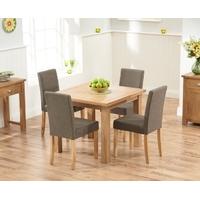 Mark Harris Sandringham Solid Oak 90cm Flip Top Extending Dining Set with 4 Maiya Brown Fabric Dining Chairs