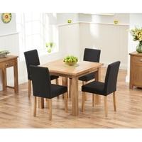 Mark Harris Sandringham Solid Oak 90cm Flip Top Extending Dining Set with 4 Maiya Black Fabric Dining Chairs