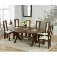 Mark Harris Avignon Solid Dark Oak 165cm Extending Dining Set with 6 Havana Cream Dining Chairs