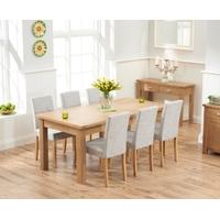 Mark Harris Sandringham Solid Oak 180cm Extending Dining Set with 6 Maiya Grey Fabric Dining Chairs