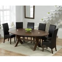 Mark Harris Avignon Solid Dark Oak 165cm Extending Dining Set with 6 WNG Brown Dining Chairs