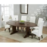 Mark Harris Cavanaugh Solid Dark Oak 165cm Extending Dining Set with 6 WNG Ivory Dining Chairs
