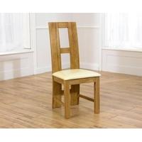 Mark Harris John Louis Oak Dining Chair - Cream Bycast Leather Seat (Pair)