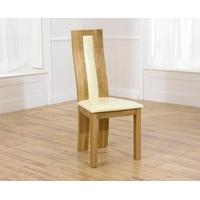 Mark Harris Havana Oak Dining Chair - Cream Bycast Leather Seat (Pair)