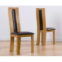 Mark Harris Havana Oak Dining Chair - Black Bycast Leather Seat (Pair)