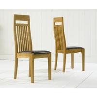 Mark Harris Monte Carlo Oak Dining Chair - Black Leather Seat (Pair)