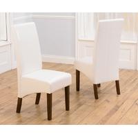 Mark Harris WNG Walnut Dining Chair - Ivory Faux Leather (Pair)