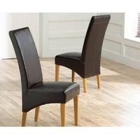 Mark Harris Roma Oak Dining Chair - Brown Bycast Leather (Pair)