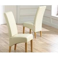 Mark Harris Roma Oak Dining Chair - Cream Bycast Leather (Pair)