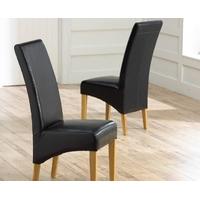 Mark Harris Roma Oak Dining Chair - Black Bycast Leather (Pair)
