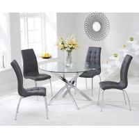 Mark Harris Daytona 110cm Glass Round Dining Set with 4 California Grey Dining Chairs