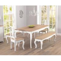 Mark Harris Sienna Shabby Chic 175cm Dining Set with 2 Dining Chairs and 2 Benches