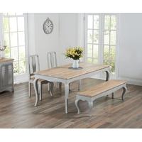 Mark Harris Sienna Oak and Grey 175cm Dining Set with 2 Dining Chairs and Bench