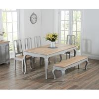 Mark Harris Sienna Oak and Grey 175cm Dining Set with 4 Dining Chairs and Bench