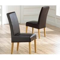 mark harris rustique oak dining chair brown bycast leather pair