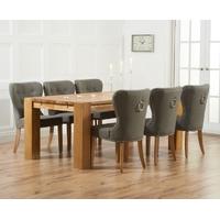 Mark Harris Madrid Solid Oak 200cm Dining Set with 6 Kalim Grey Dining Chairs