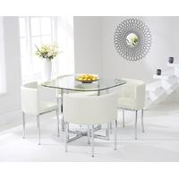 Mark Harris Abingdon Stowaway Glass Dining Set with 4 Cream Dining Chiars