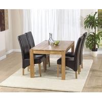 mark harris verona solid oak 120cm dining set with 4 venice brown dini ...