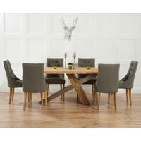 Mark Harris Montana Solid Oak and Metal 195cm Dining Set with 6 Pailin Grey Dining chairs