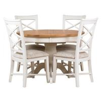 Mark Webster Padstow Painted Dining Set - Round Extending with 4 Cross Back Chairs