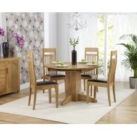 Mark Harris Dorchester Solid Oak 120cm Round Extending Dining Set with 4 Monte Carlo Brown Dining Chairs