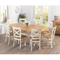 Mark Harris Avignon Oak and Cream 165cm Extending Dining Set with 8 Cavanaugh Dining Chairs