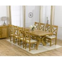 Mark Harris Cheshire Solid Oak 200cm Extending Dining Set with 8 Canterbury Cream Dining Chairs