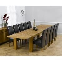 Mark Harris Madrid Solid Oak 300cm Extending Dining Set with 10 Roma Brown Dining Chairs